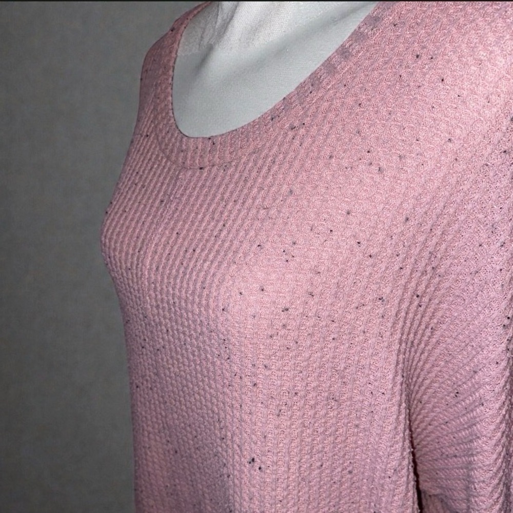 TIME & TRU Oversized Waffle Knit Crewneck Sweater Dusty PNK/Mauve/BLK Size Large - Picture 4 of 6